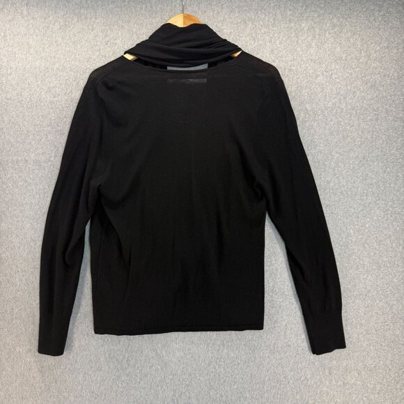 J. Jill Size Medium Black Drape Front Long Sleeve Cardigan Sweater 2 Way NWT - Picture 5 of 15